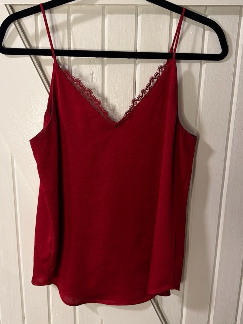 Express Deep Red Lace-Trim V-Neck Camisole